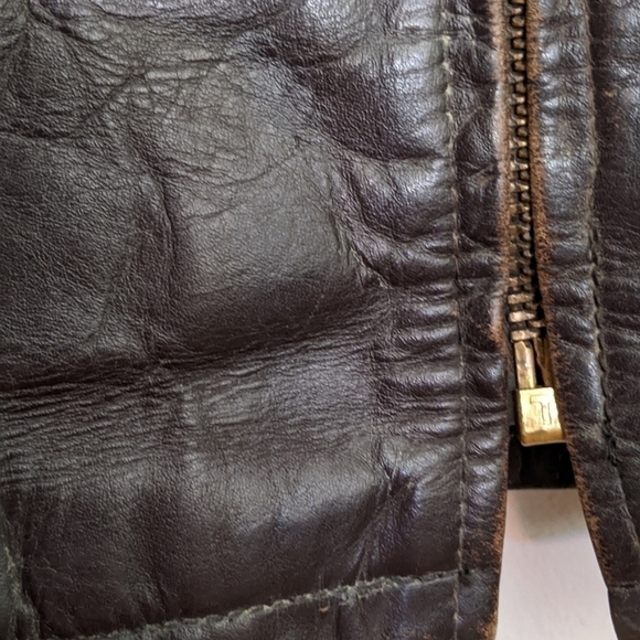 Vintage Leather Tailored Motorcycle Cafe Racer Jacket Brown Large - Picture 3 of 11